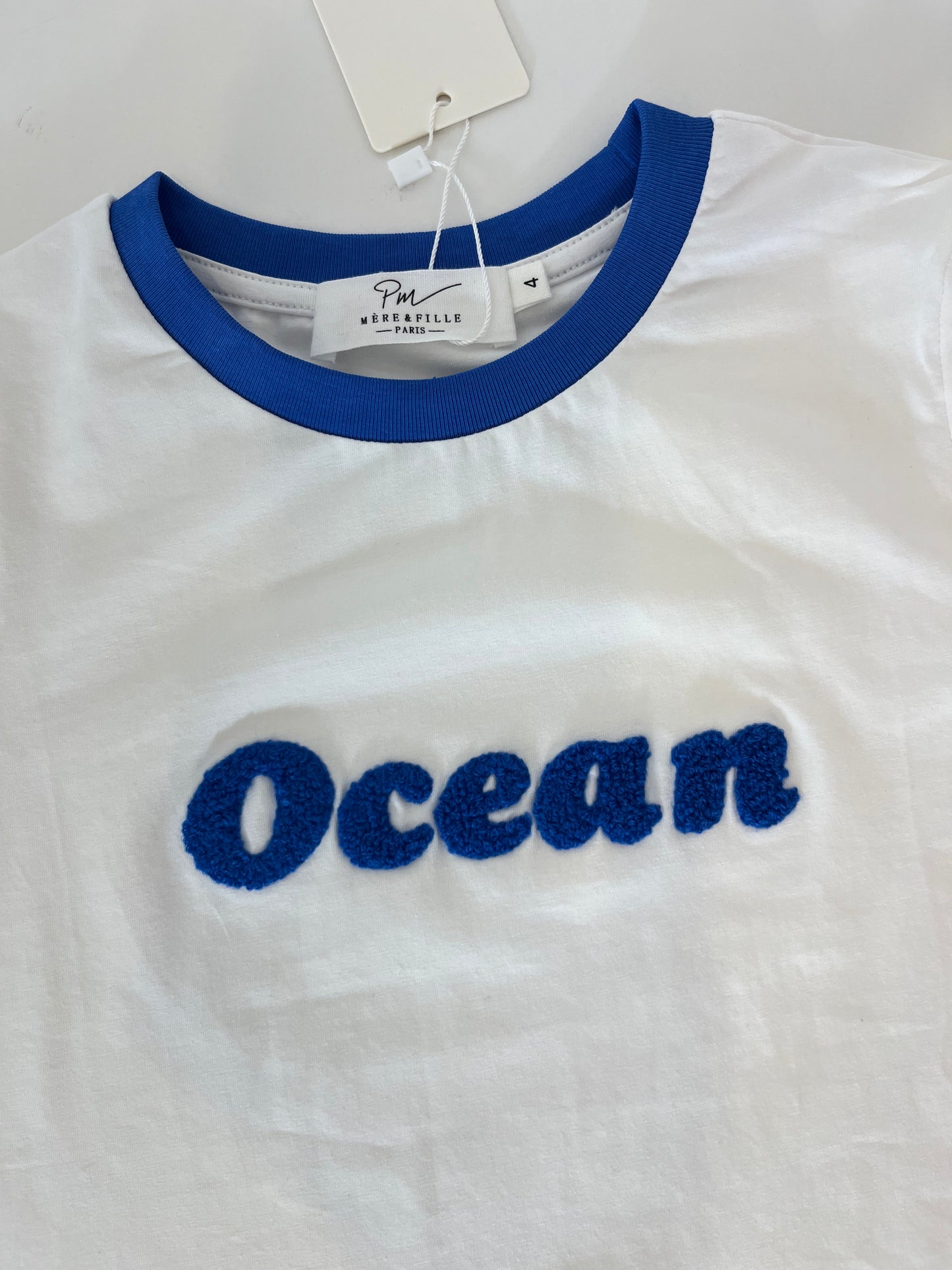 🌊 T-shirt blanc « Ocean » bleu