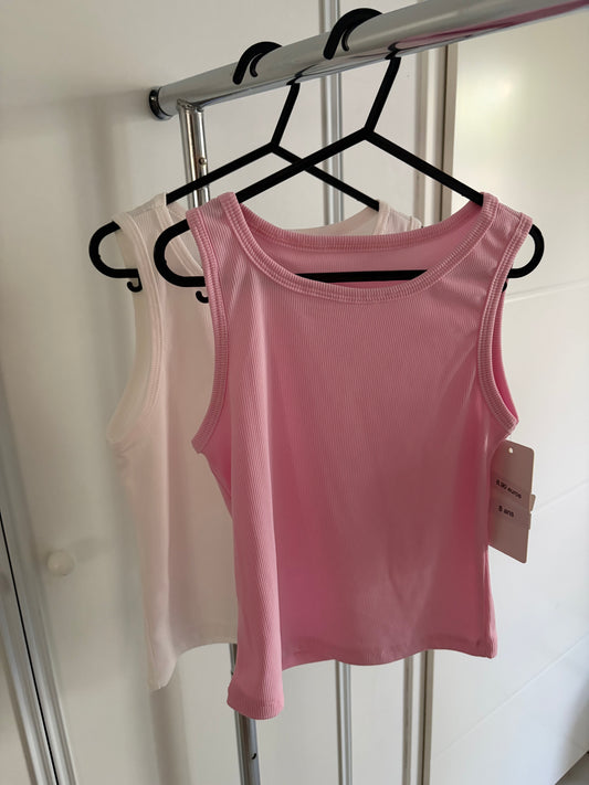 Débardeur rose et blanc