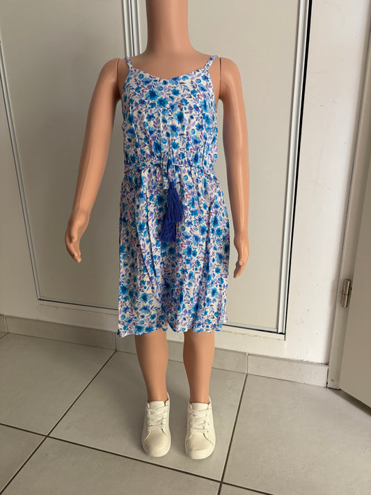 Robe fleurie violette et bleue