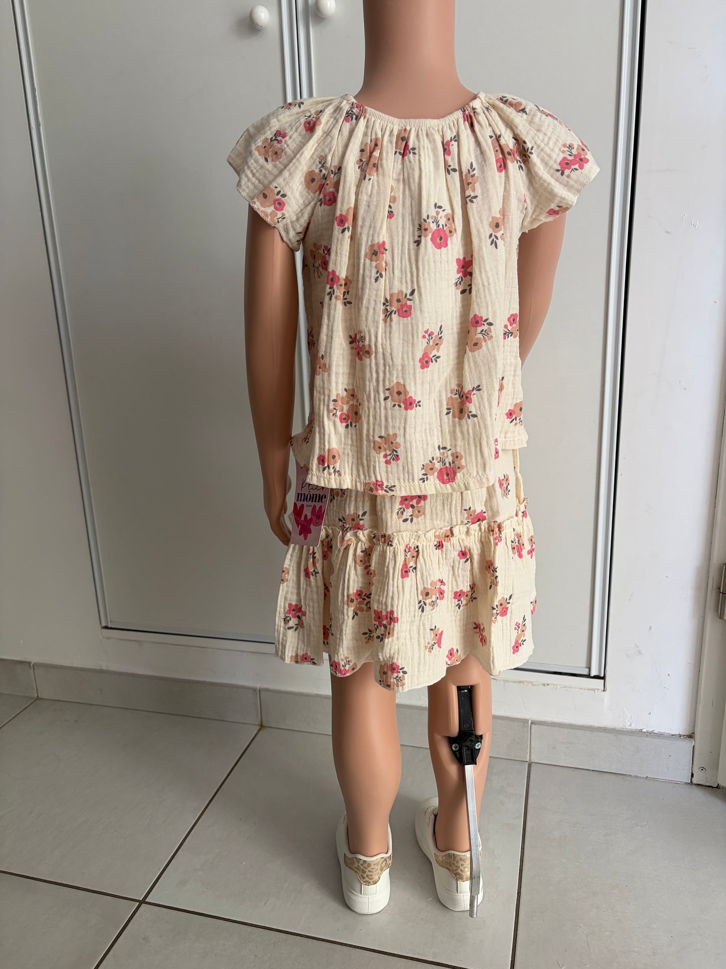 Haut gaze de coton fleurie
