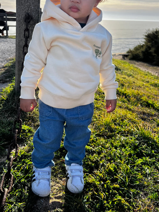 Sweat à capuche écru « Tennis Club »