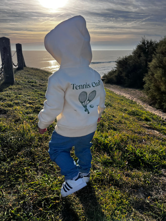 Sweat à capuche écru « Tennis Club »