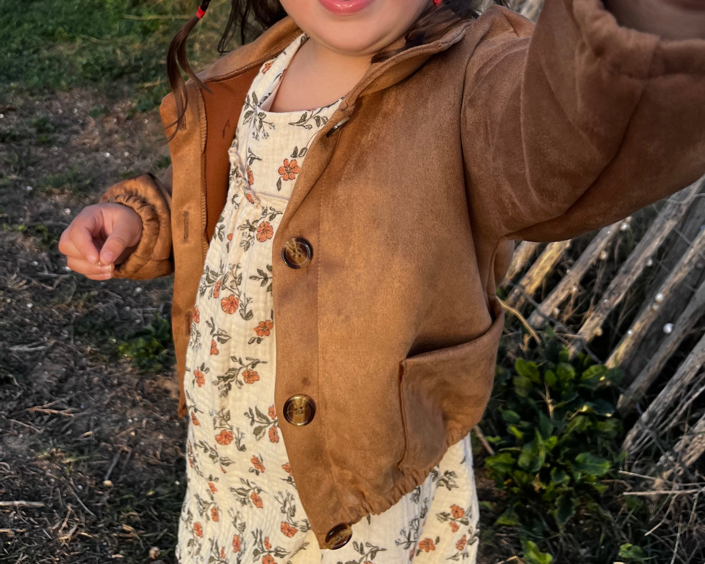 Veste marron effet suédine