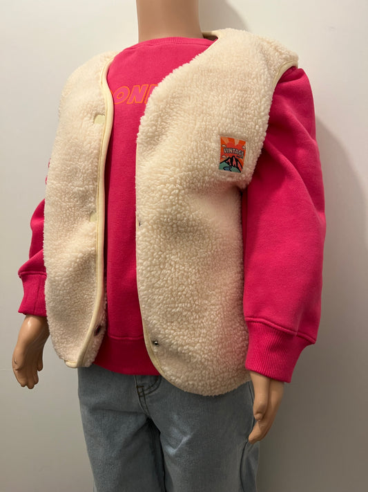 veste sans manche en moumoute écru