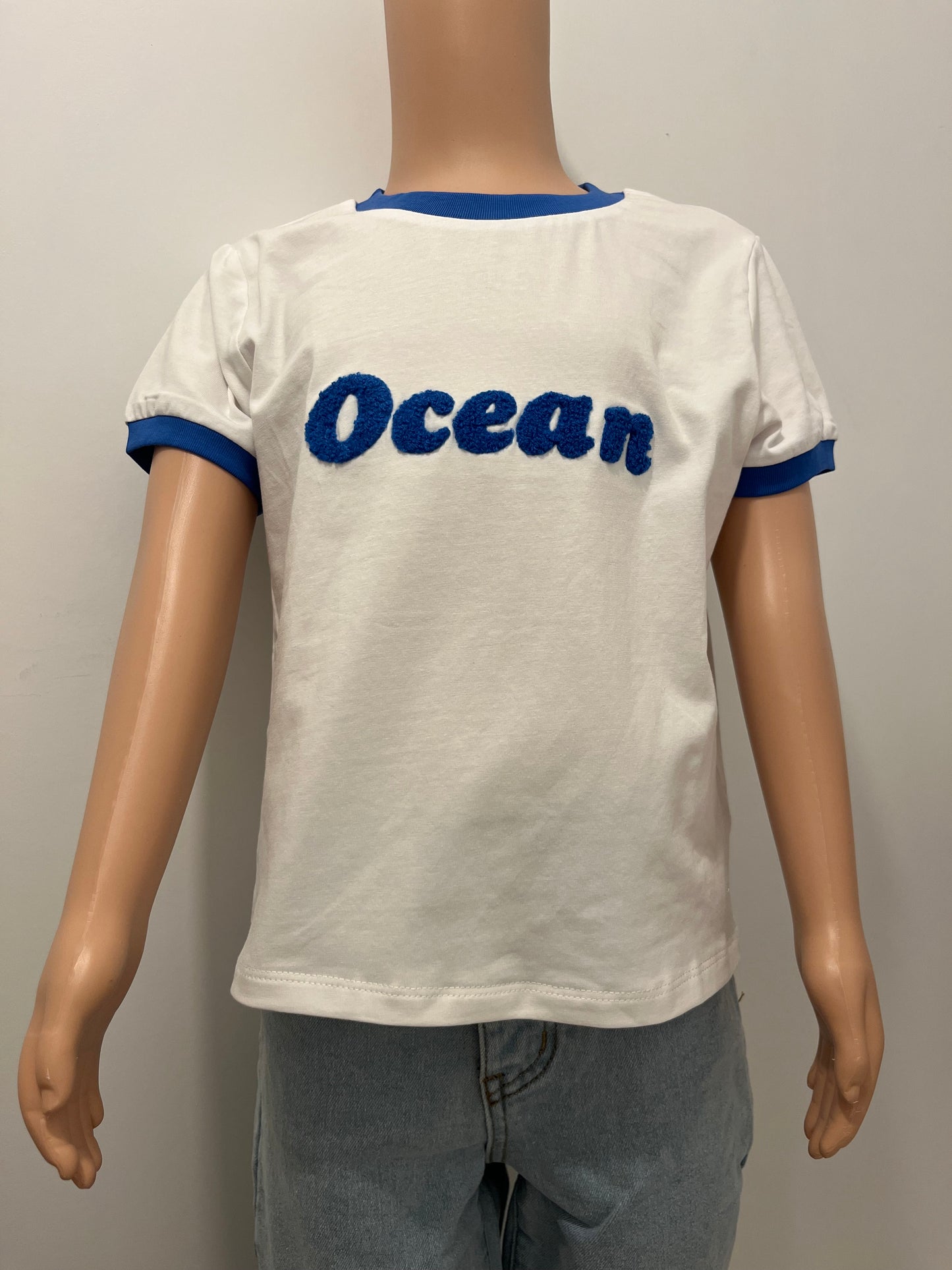 🌊 T-shirt blanc « Ocean » bleu