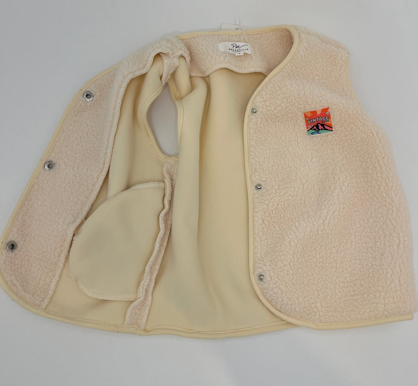 veste sans manche en moumoute écru
