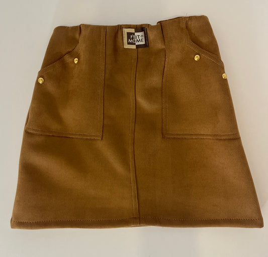 Jupe marron effet suédine