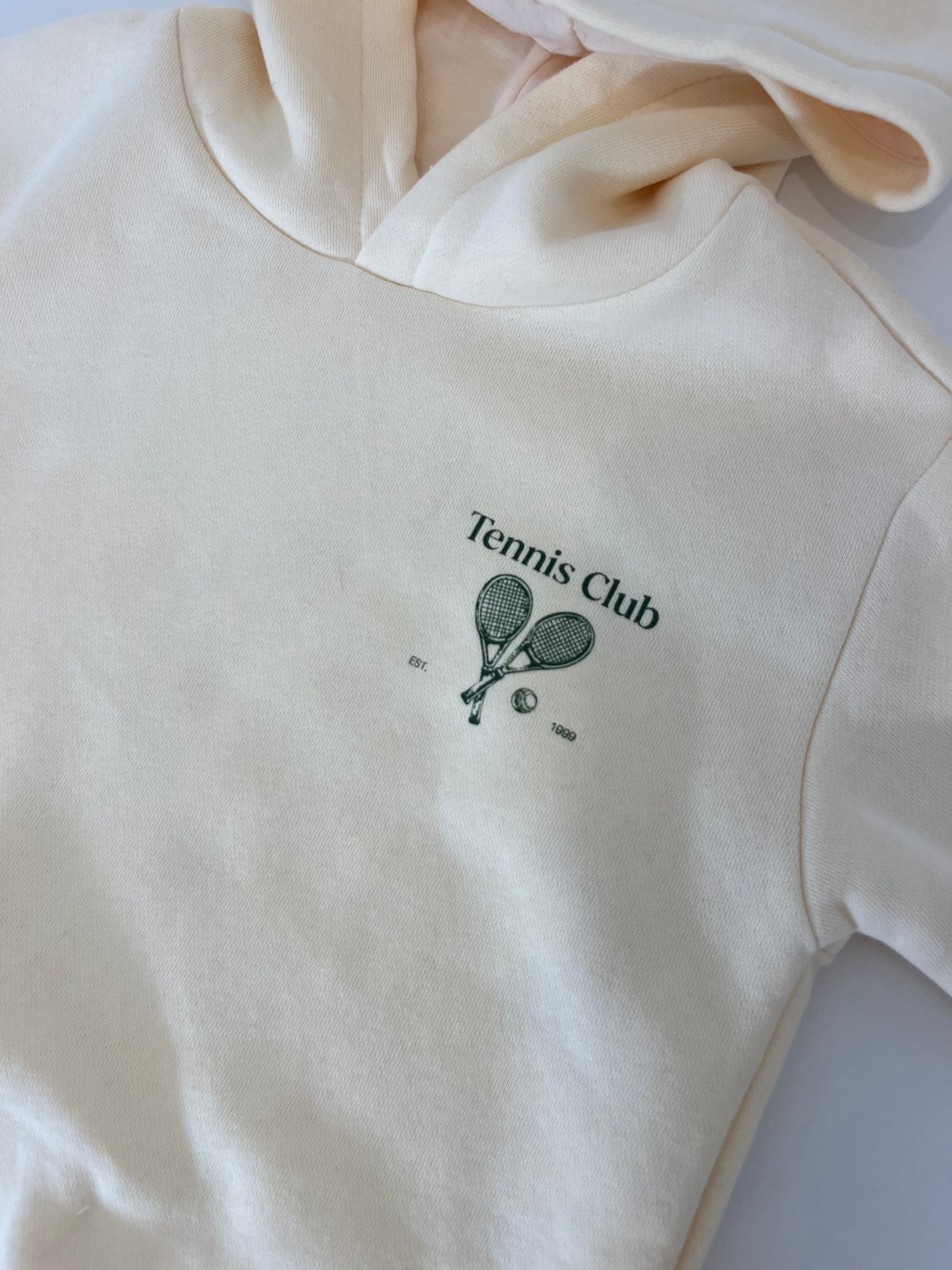 Sweat à capuche écru « Tennis Club »